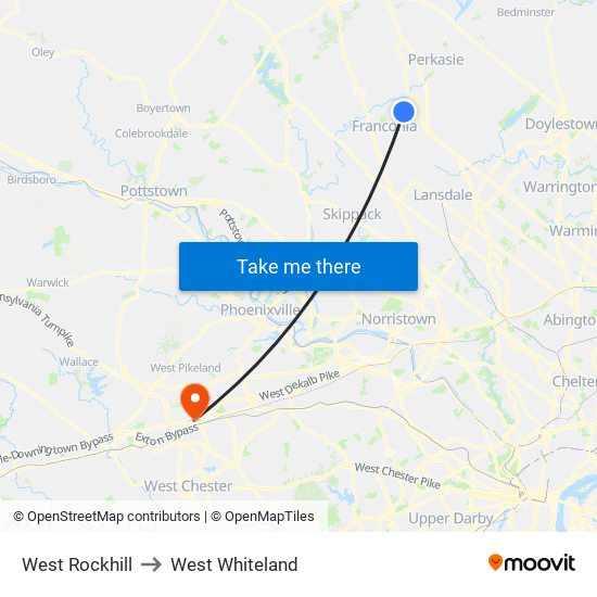 West Rockhill to West Whiteland map