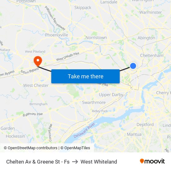 Chelten Av & Greene St - Fs to West Whiteland map