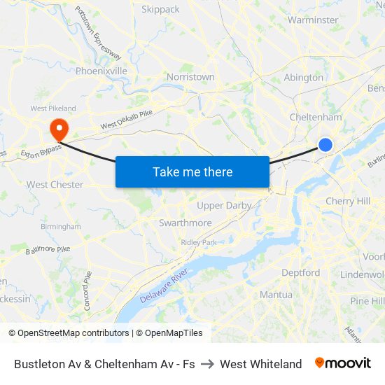 Bustleton Av & Cheltenham Av - Fs to West Whiteland map