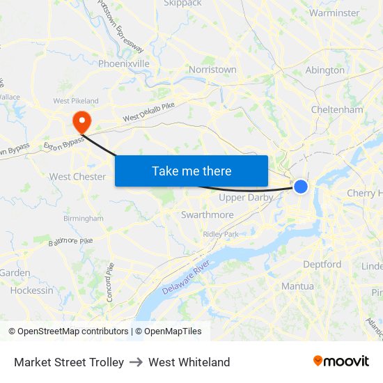 Market Street Trolley to West Whiteland map