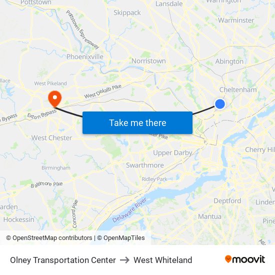 Olney Transportation Center to West Whiteland map
