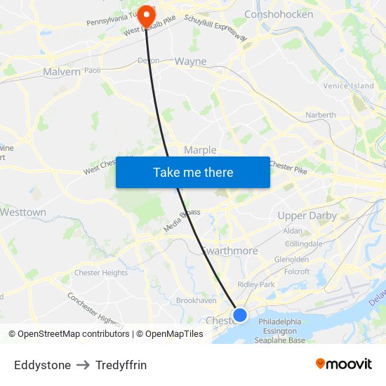 Eddystone to Tredyffrin map
