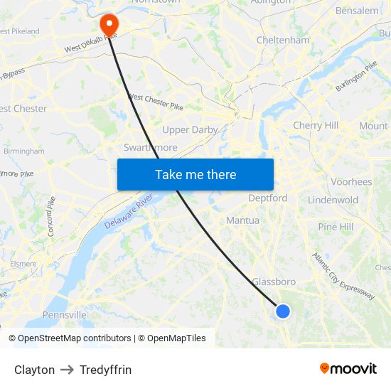 Clayton to Tredyffrin map