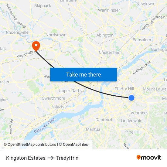 Kingston Estates to Tredyffrin map