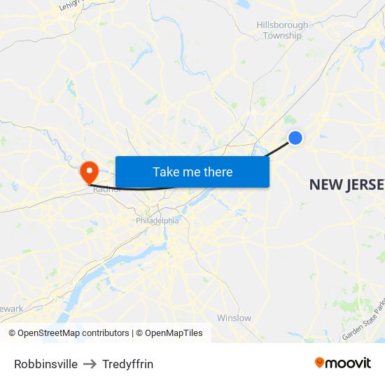 Robbinsville to Tredyffrin map