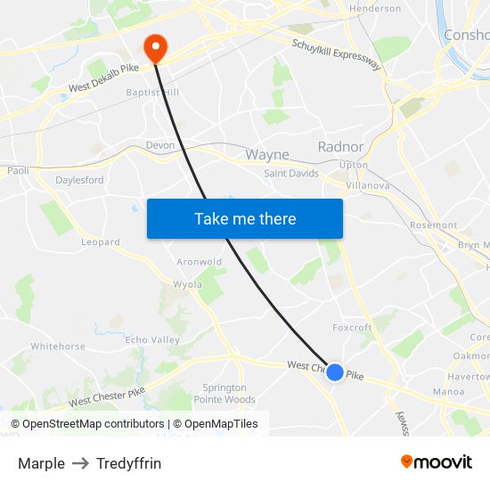 Marple to Tredyffrin map