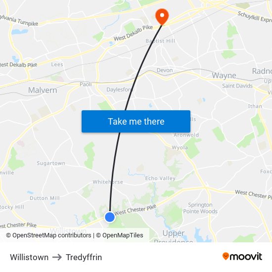 Willistown to Tredyffrin map