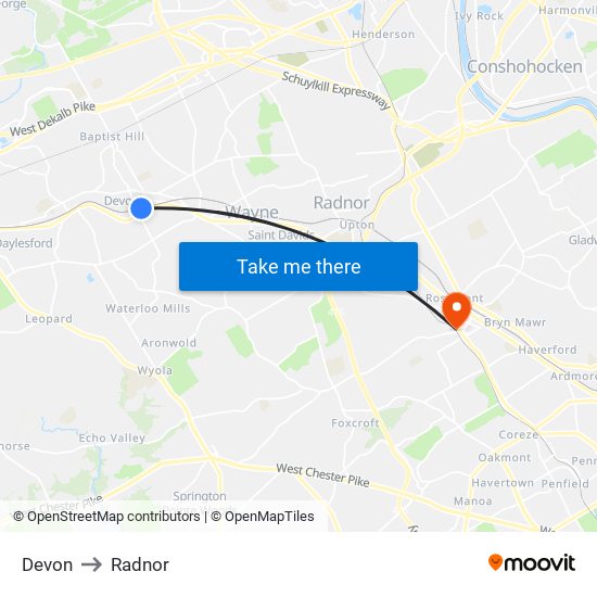 Devon to Radnor map