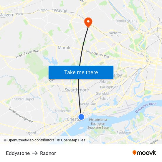 Eddystone to Radnor map