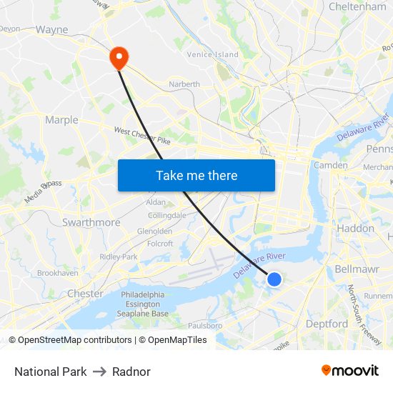 National Park to Radnor map