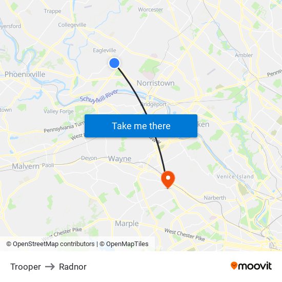 Trooper to Radnor map