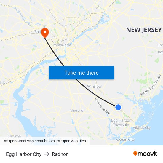 Egg Harbor City to Radnor map