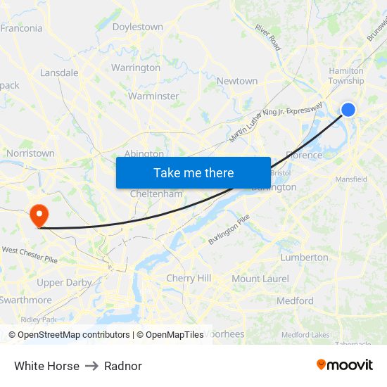 White Horse to Radnor map