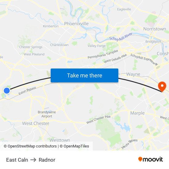 East Caln to Radnor map