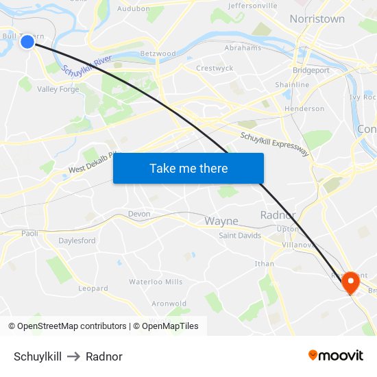 Schuylkill to Radnor map