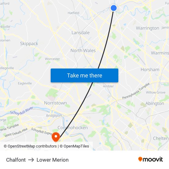 Chalfont to Lower Merion map