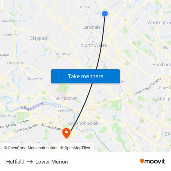 Hatfield to Lower Merion map