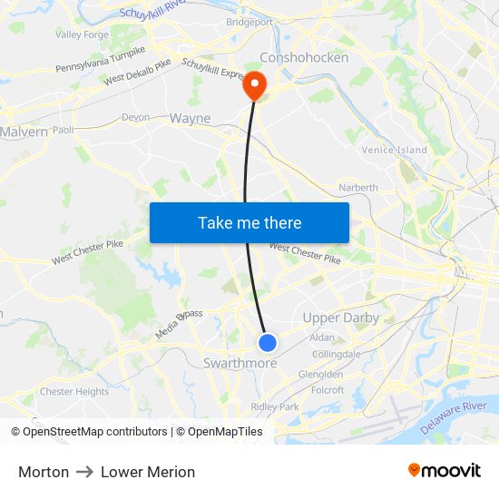 Morton to Lower Merion map