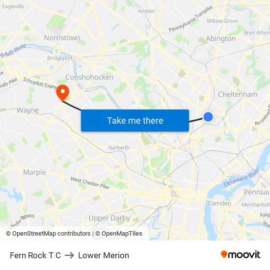 Fern Rock T C to Lower Merion map