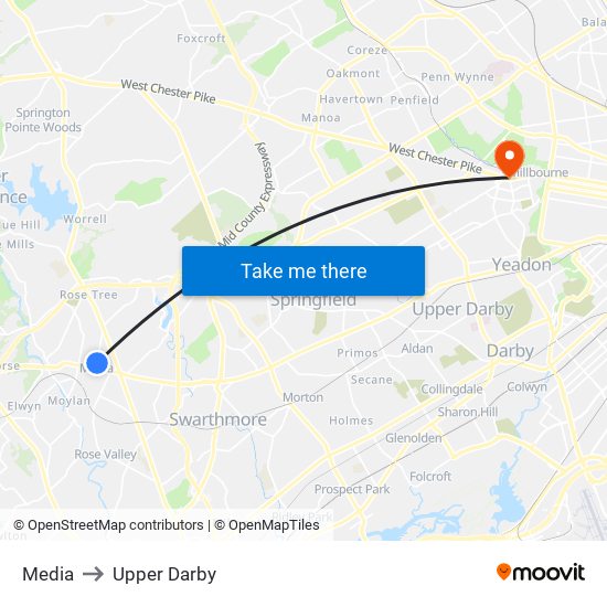 Media to Upper Darby map