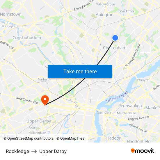 Rockledge to Upper Darby map