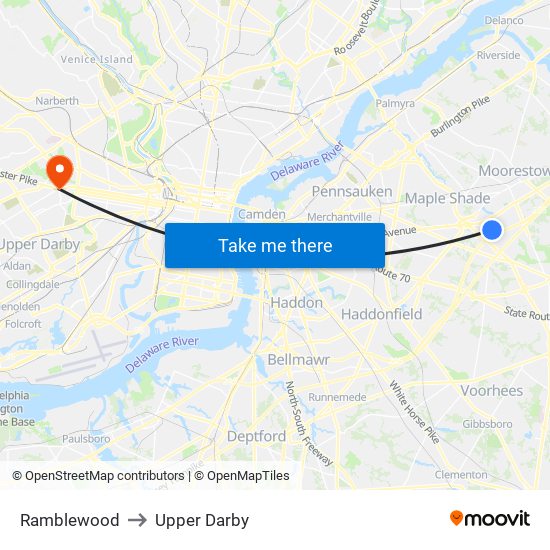 Ramblewood to Upper Darby map