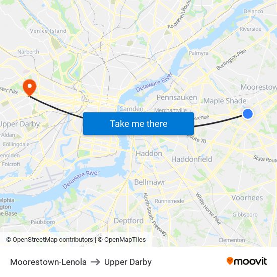Moorestown-Lenola to Upper Darby map