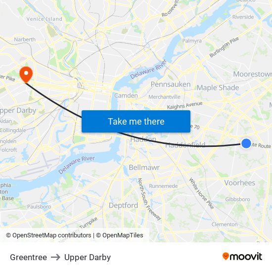 Greentree to Upper Darby map