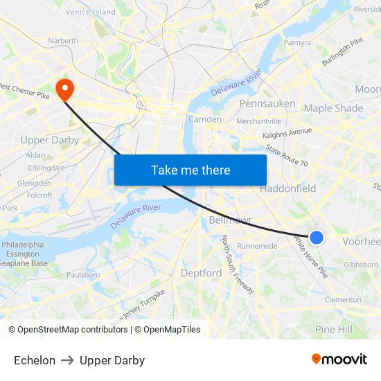 Echelon to Upper Darby map
