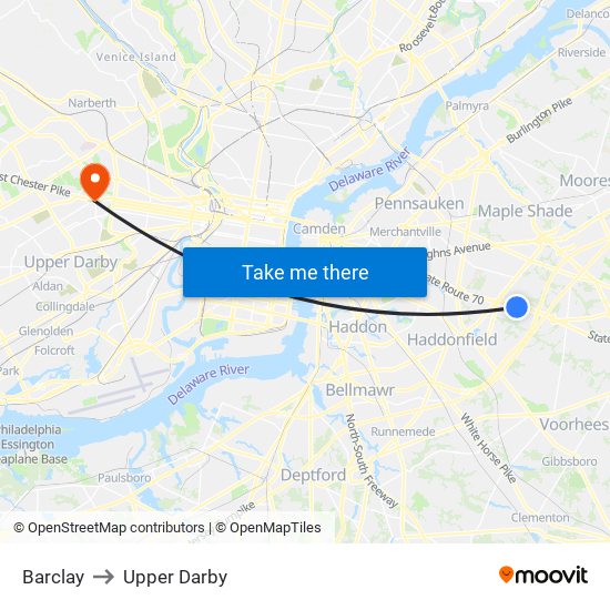 Barclay to Upper Darby map