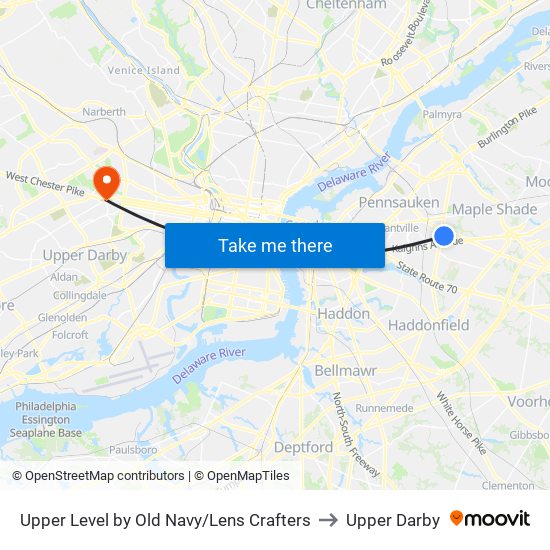Upper Level by Old Navy/Lens Crafters to Upper Darby map