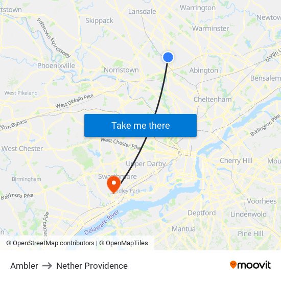 Ambler to Nether Providence map