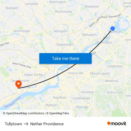 Tullytown to Nether Providence map