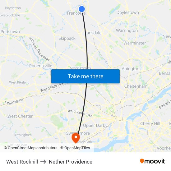 West Rockhill to Nether Providence map