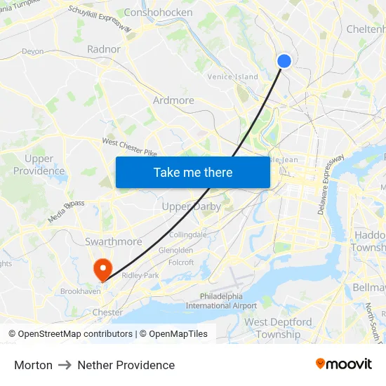 Morton to Nether Providence map
