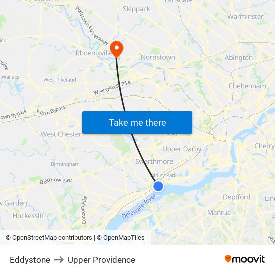 Eddystone to Upper Providence map