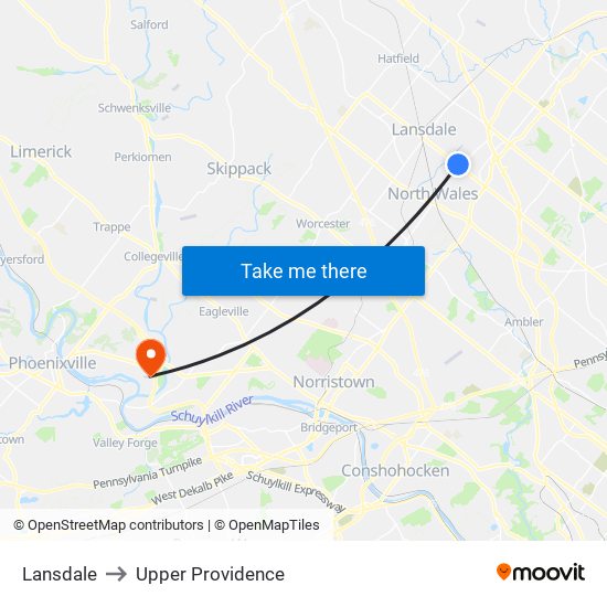 Lansdale to Upper Providence map