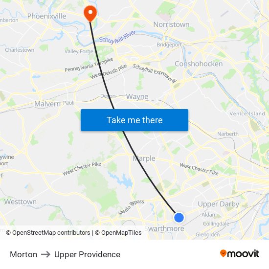 Morton to Upper Providence map