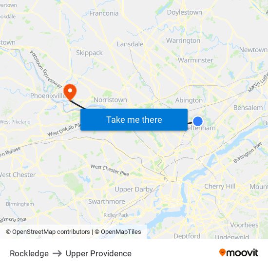 Rockledge to Upper Providence map