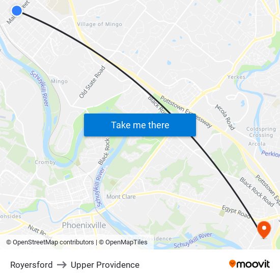 Royersford to Upper Providence map