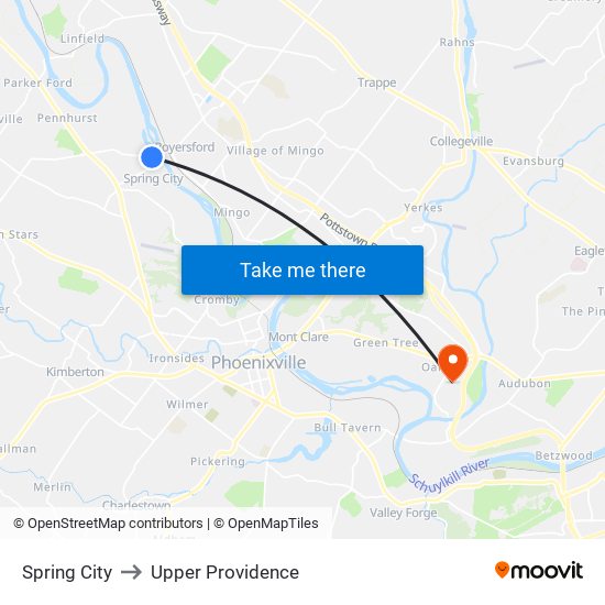 Spring City to Upper Providence map