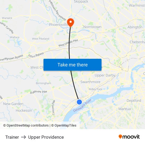 Trainer to Upper Providence map