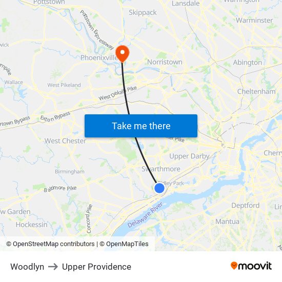 Woodlyn to Upper Providence map