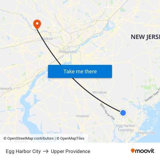 Egg Harbor City to Upper Providence map