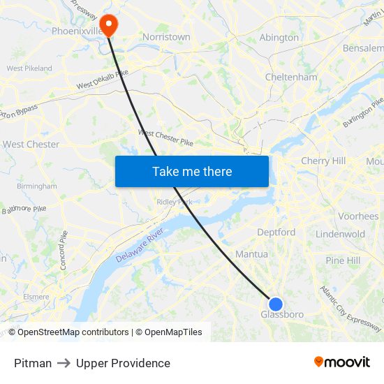 Pitman to Upper Providence map