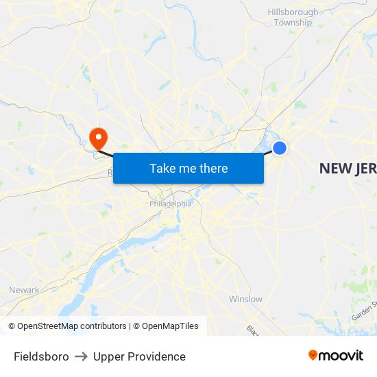 Fieldsboro to Upper Providence map