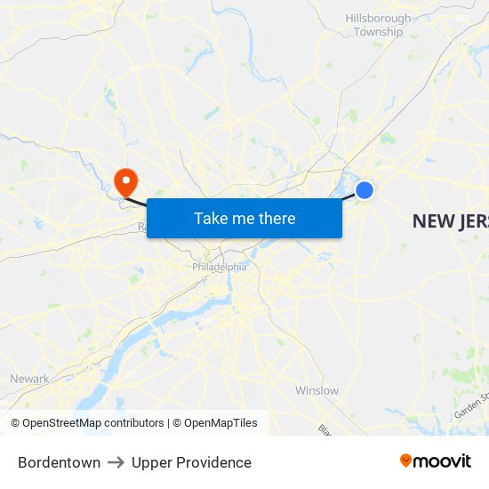 Bordentown to Upper Providence map