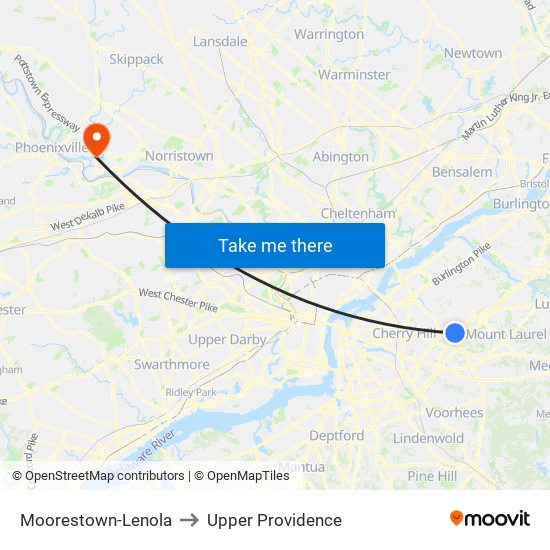 Moorestown-Lenola to Upper Providence map