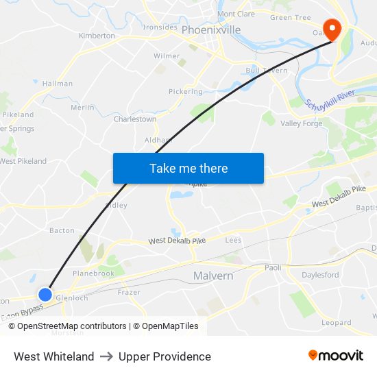 West Whiteland to Upper Providence map