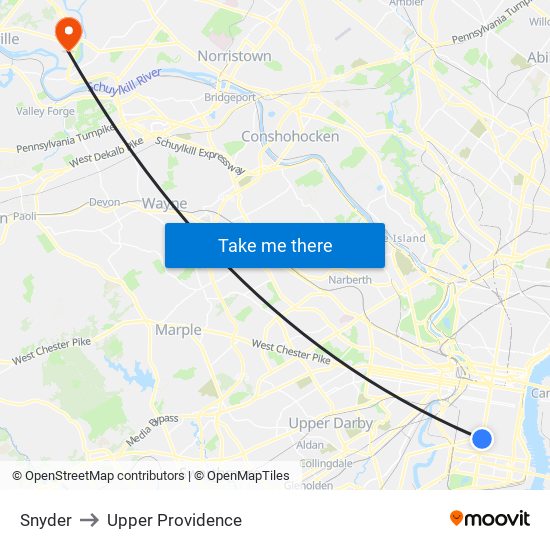 Snyder to Upper Providence map
